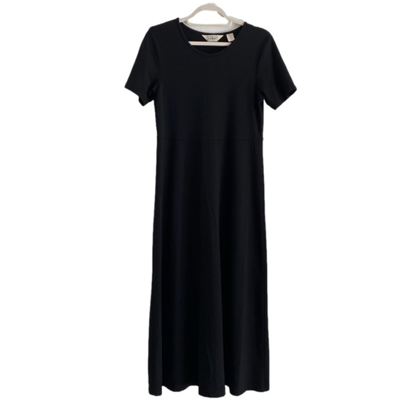 LL Bean black short sleeve maxi dress size medium - Picture 1 of 9